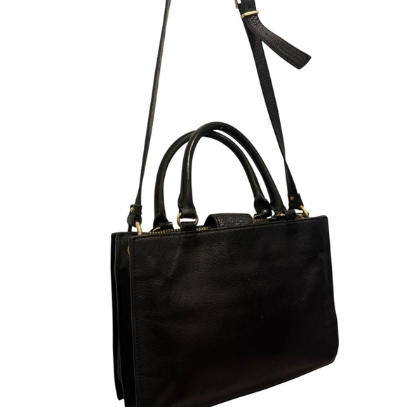 black leather satchel-style handbag from Via Spiga beautiful three compartments - Picture 5 of 16